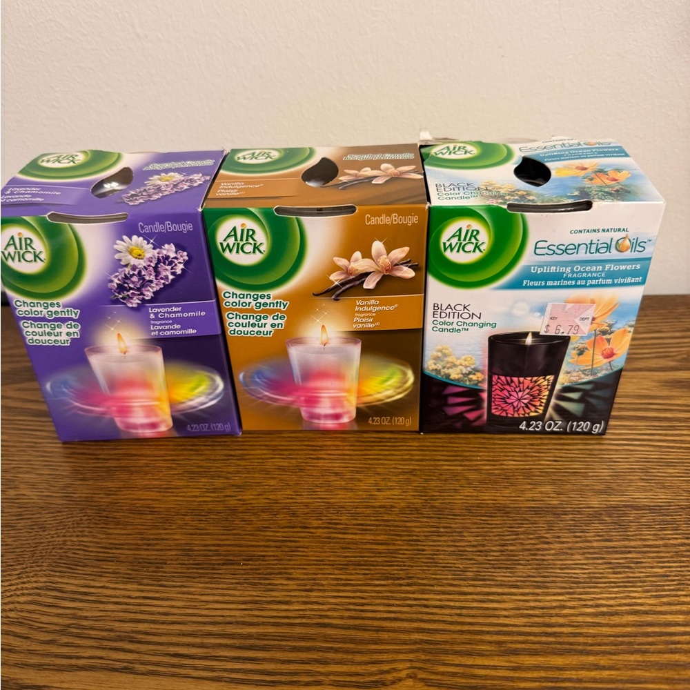 Air Wick Scented Candle Set of 3. NWT Vintage